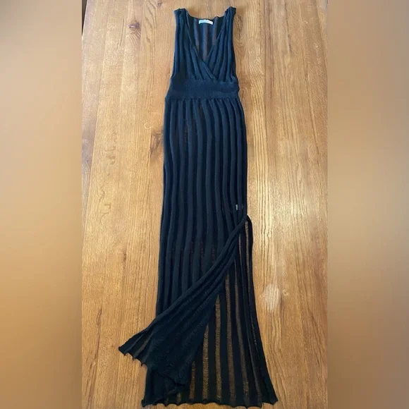 Dresses | Sheer Knit Black Coverup Maxi Dress | Poshmark